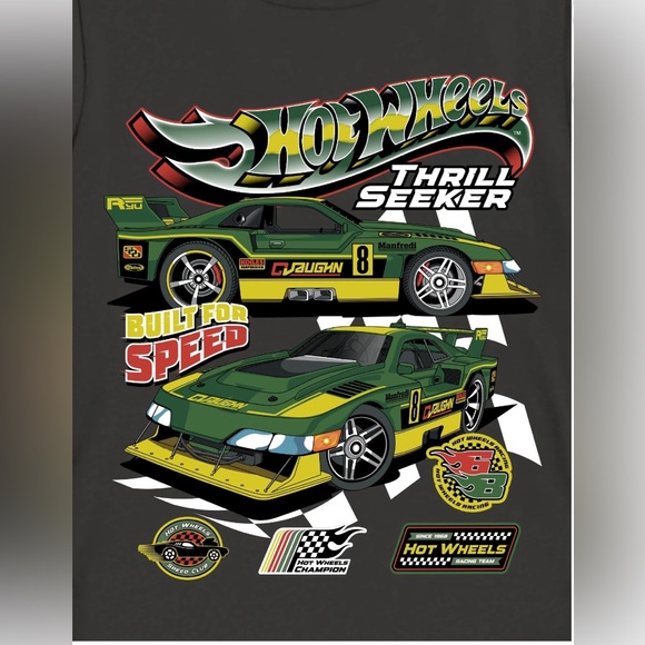 💕5/$15 Hot Wheels Thrill Seeker Hunter Green T-Shirt, NEW - Picture 4 of 4